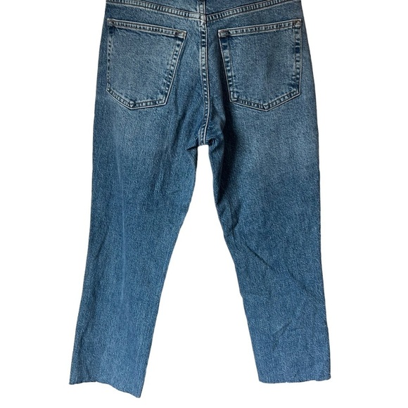 NWT TopShop Straight Med Wash High Waist Size 6 Jeans with Raw Hem - Picture 6 of 6